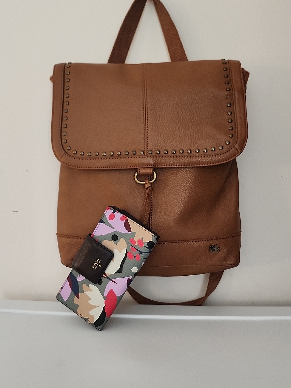 The Sak Saratoga Leather Backpack w/Free Fossil Wallet